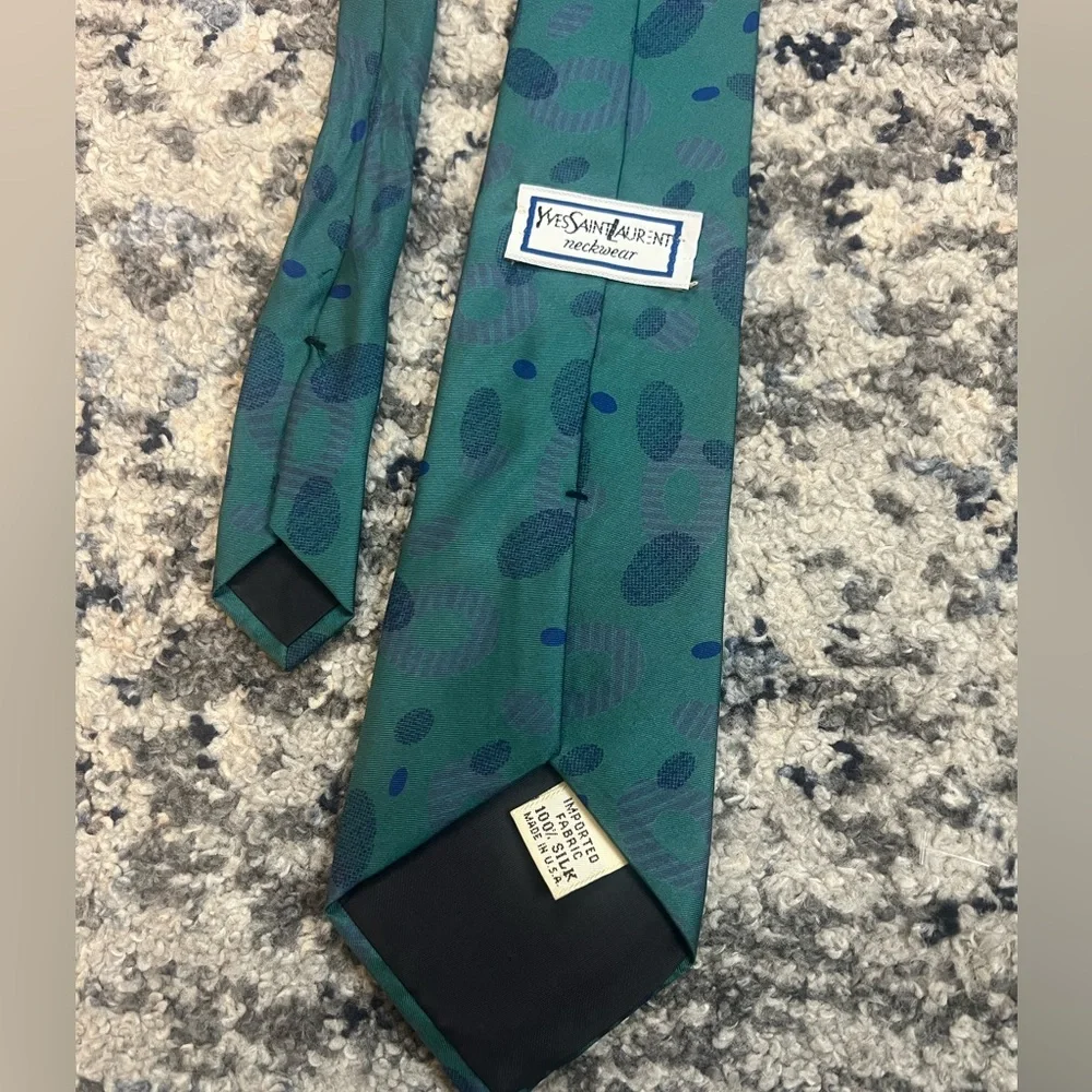 YSL Yves Saint Laurent Teal Silk Tie
